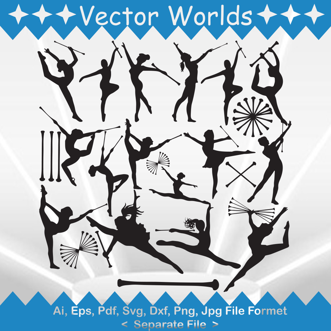 Baton Twirling SVG Vector Design cover image.