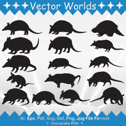 Set of silhouettes of wild animals.