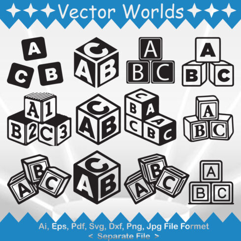 Set of adorable vector images of alphabet cubes.