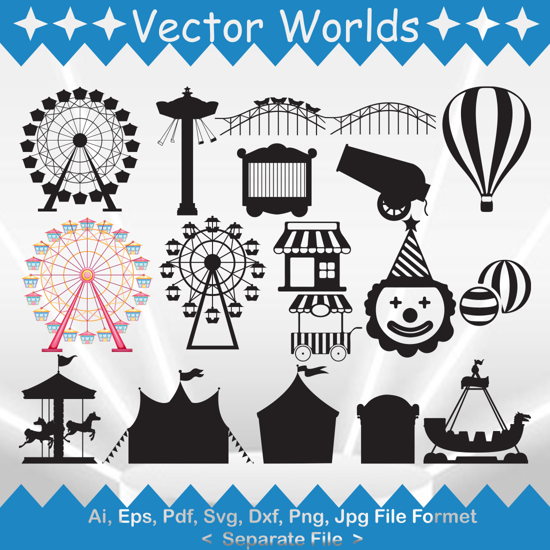 A selection of exquisite amusement park vector images.