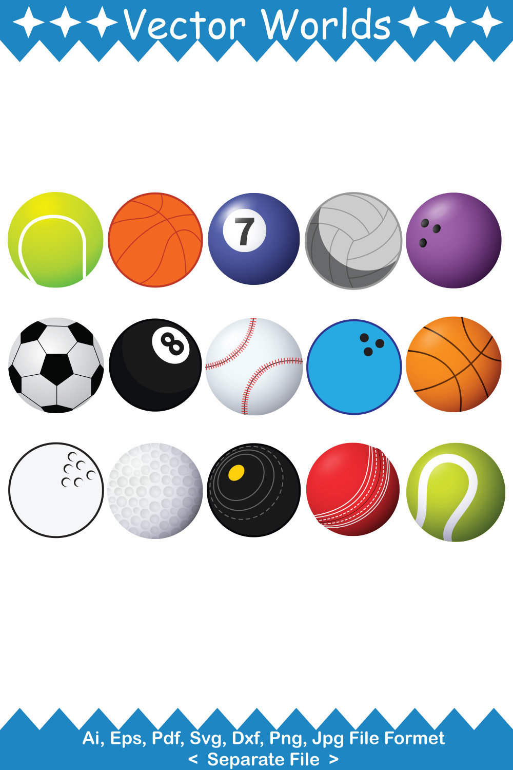 Collection of colorful vector images of balls.