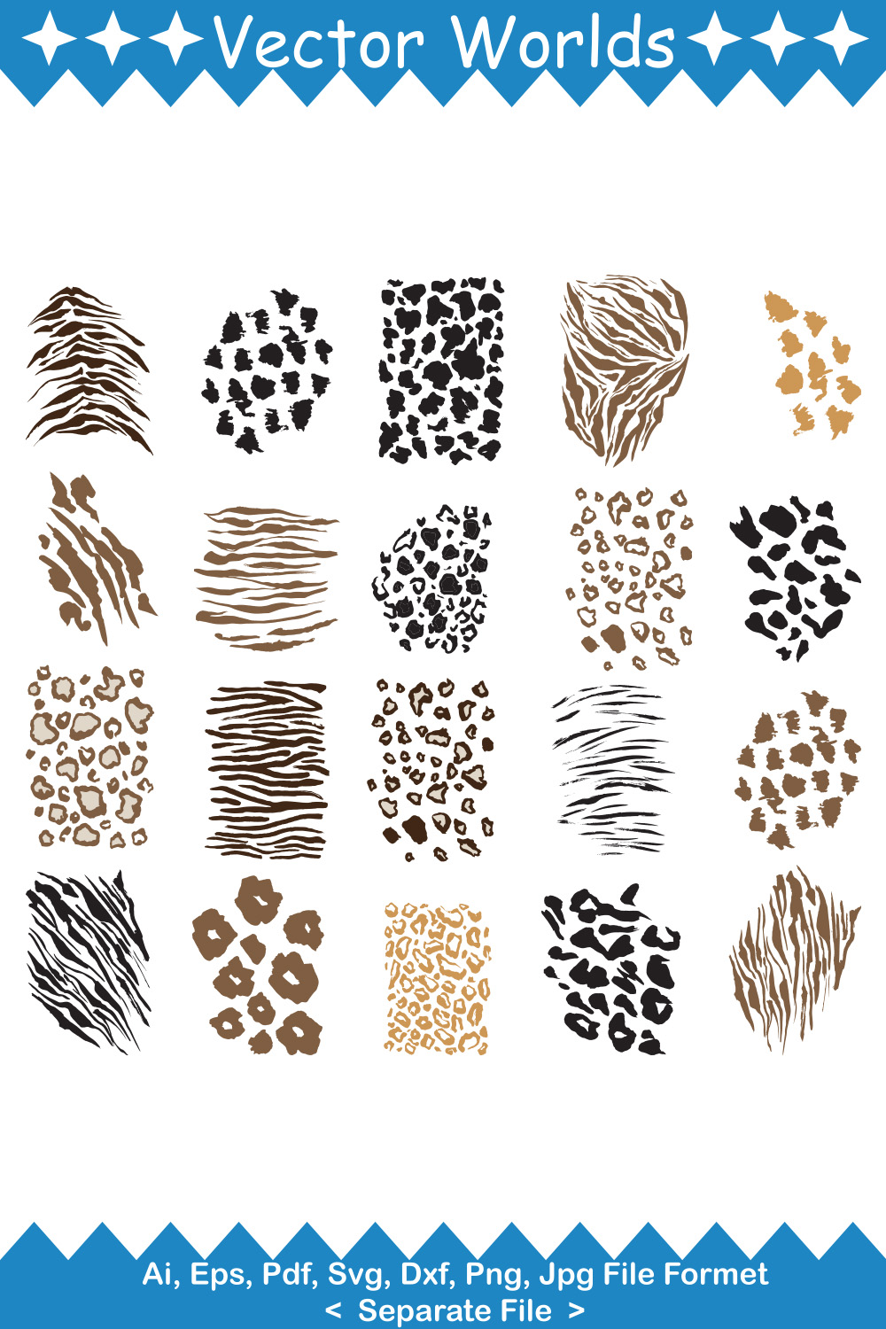 Set of different animal print designs.