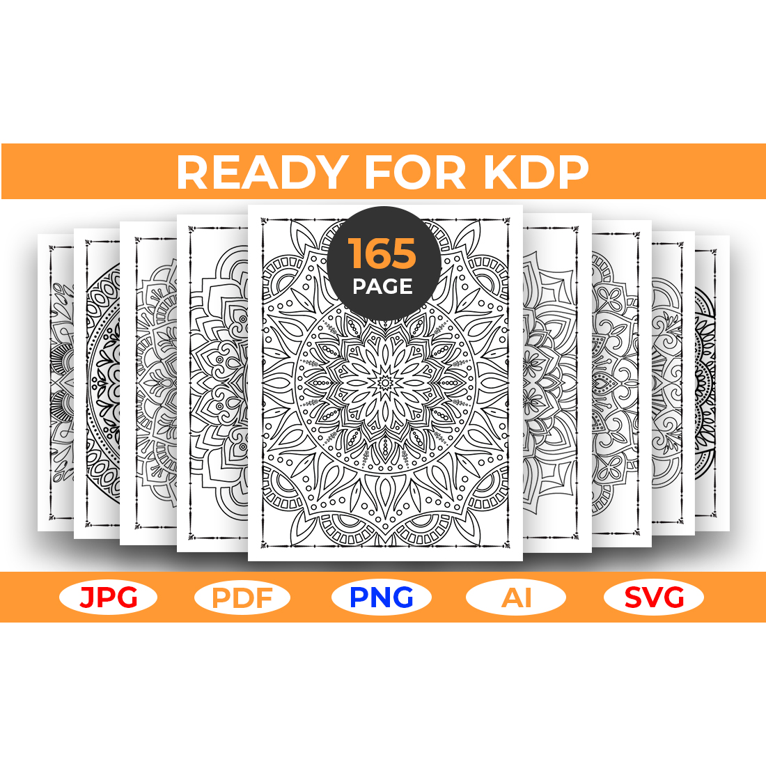 165 Mandala Coloring Page Bundle for KDP cover image.