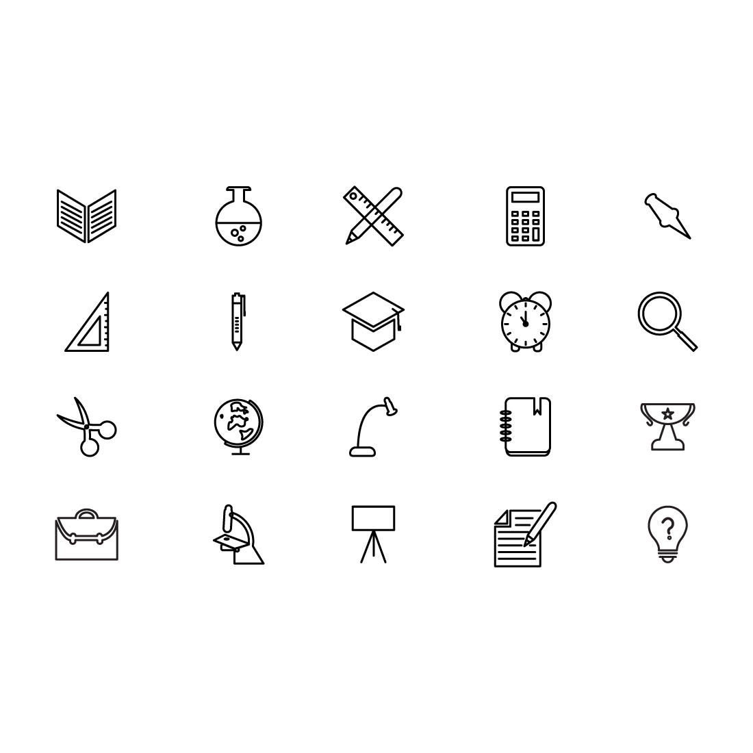 Icon prints on a white background back icons inserts.
