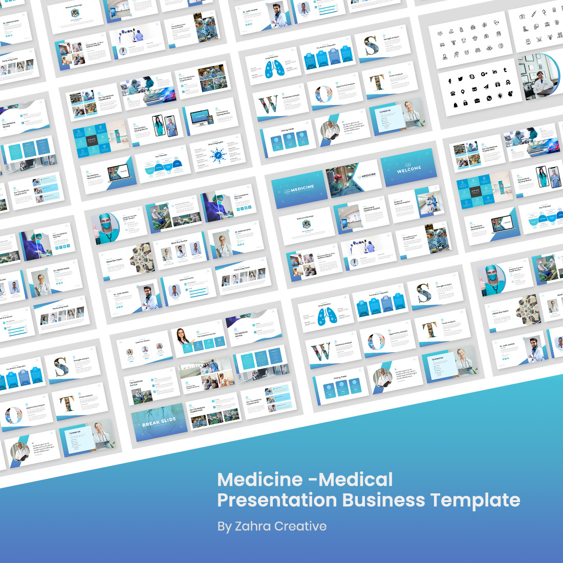 Medicine Presentation Business Google Slides Template cover image.