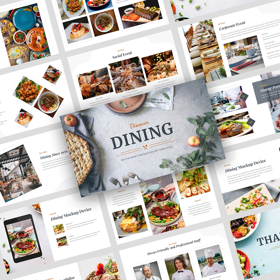 Dining Presentation Google Slides Template cover image.