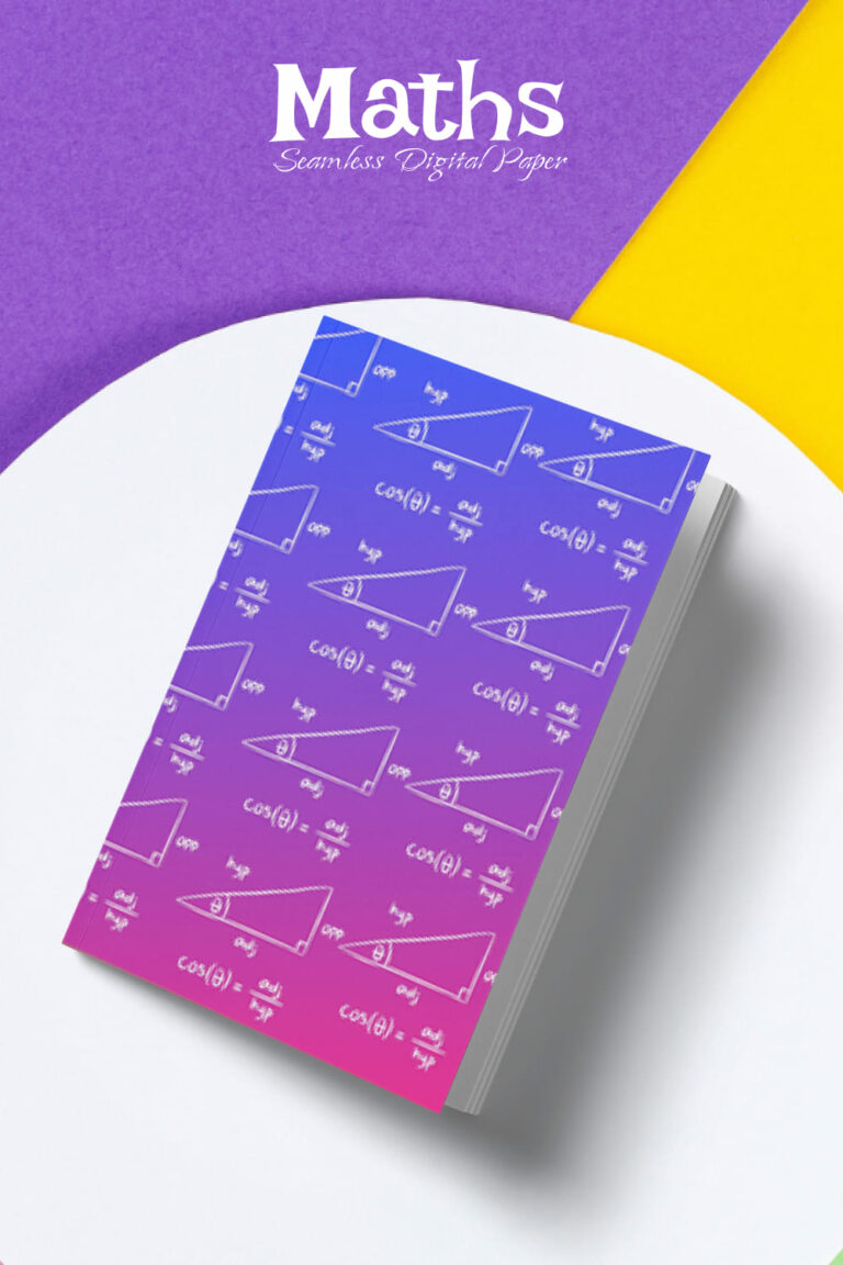 12 Maths Seamless Digital Paper on Purple Gradient Background Master