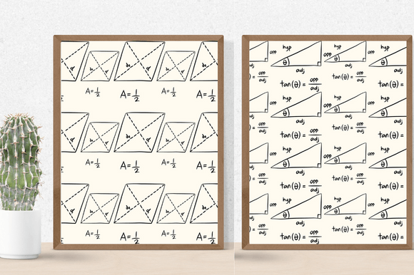 Two light posters with the maths formulas.