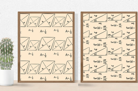 Beige background with the maths formulas.