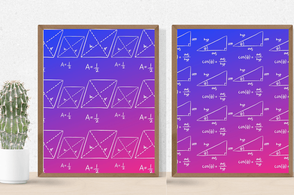 Purple gradient poster with the math schemes.