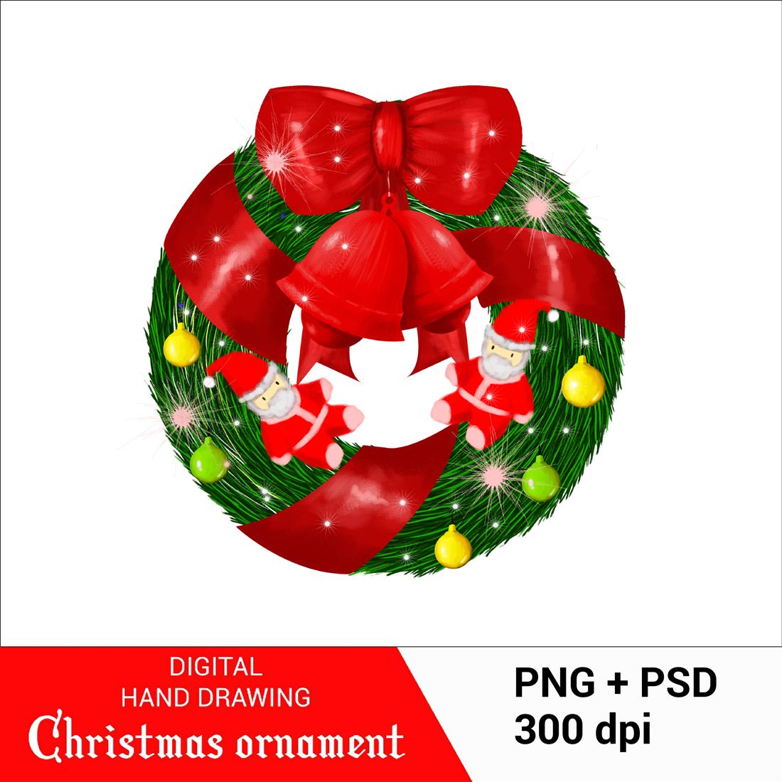Digital Hand Drawing Christmas Ornament cover image.