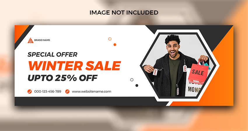 Sale Fashion White Banner Facebook Cover Templates preview image.