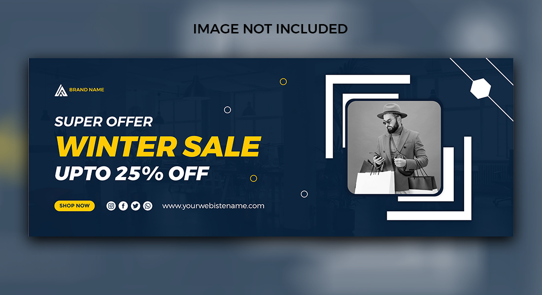 Sale Fashion Banner Dark Blue Facebook Cover Templates preview image.