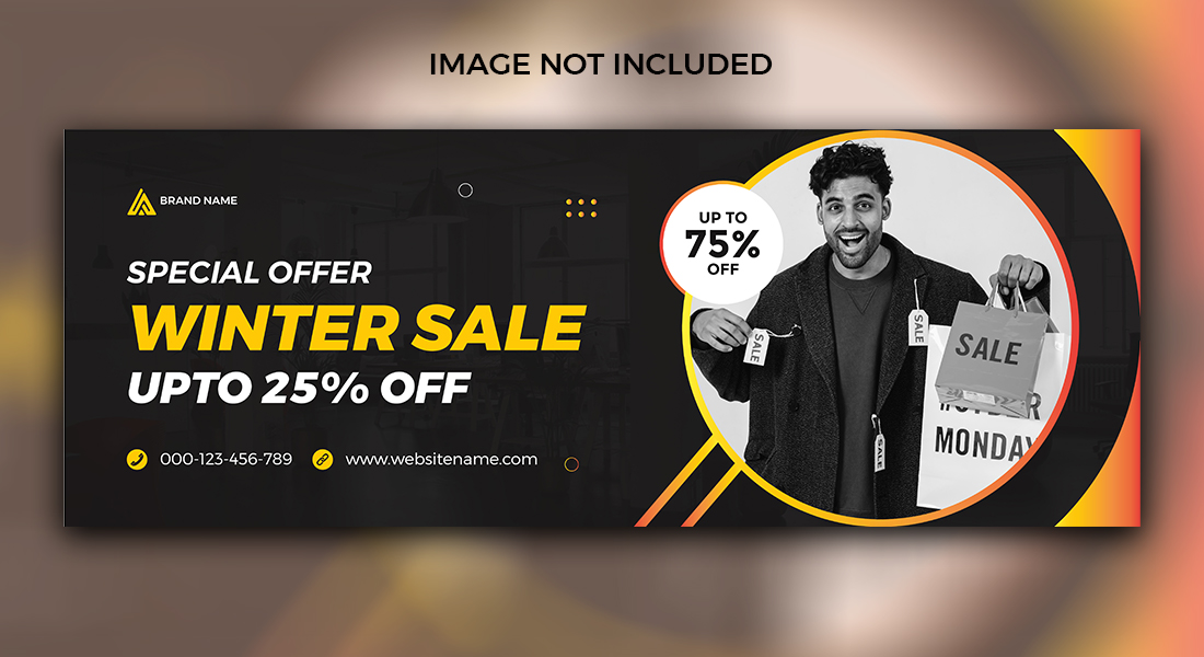 Sale Fashion Banner Black Facebook Cover Templates preview image.