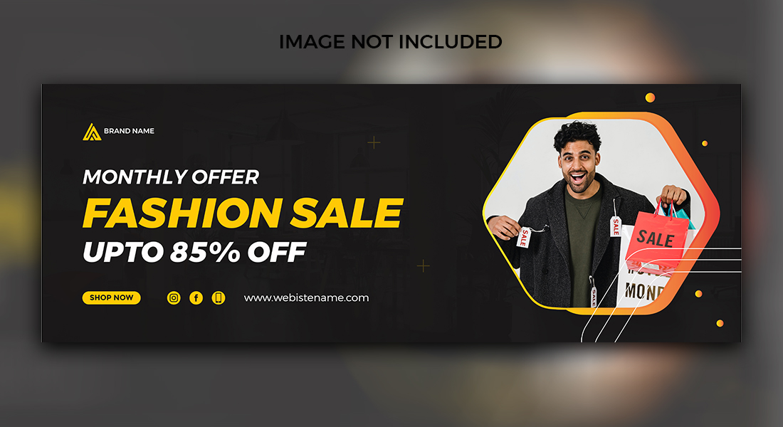Fashion Sale Banner Facebook Black Cover Templates preview image.
