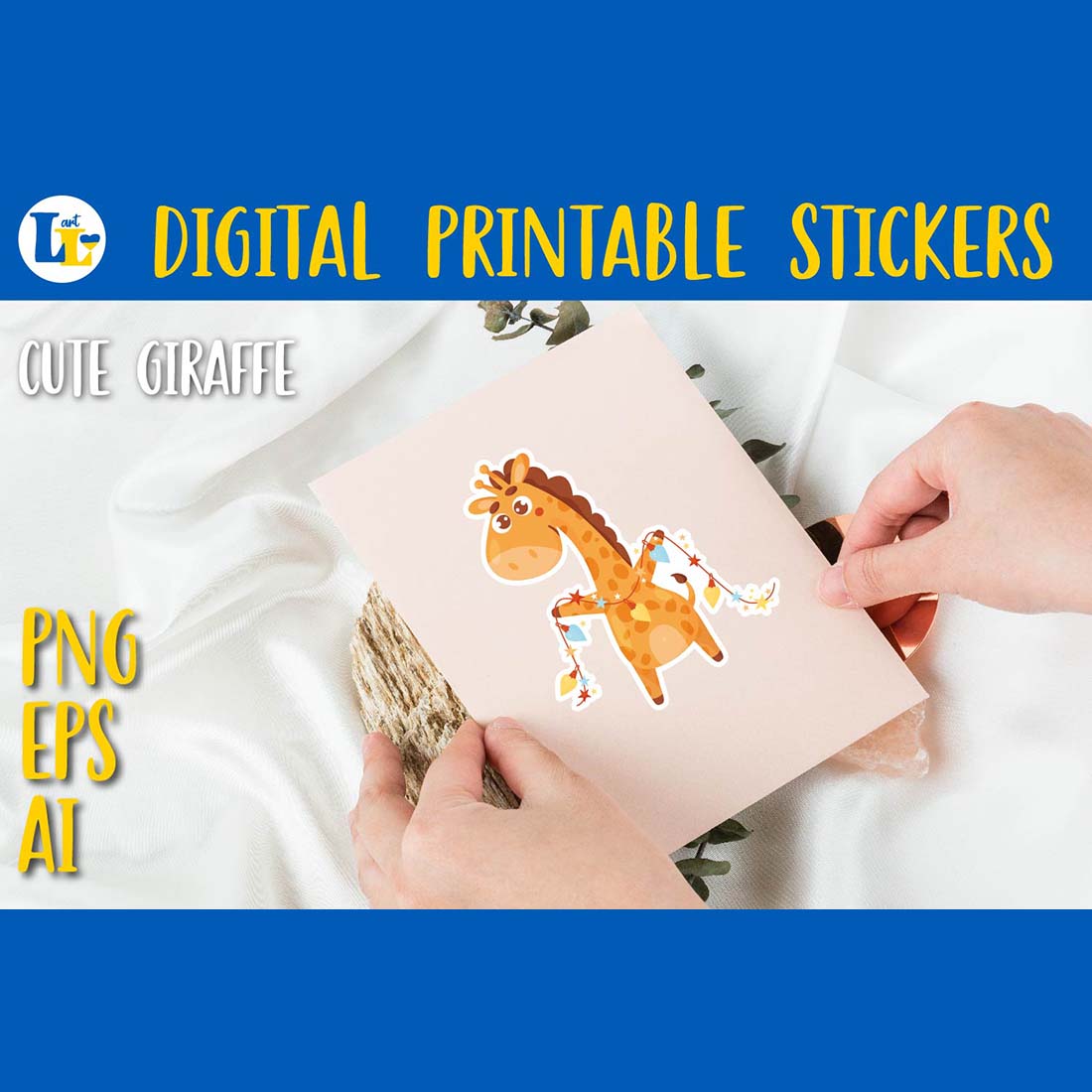 Winter Cute Giraffe Printable Sticker Bundle facebook image.