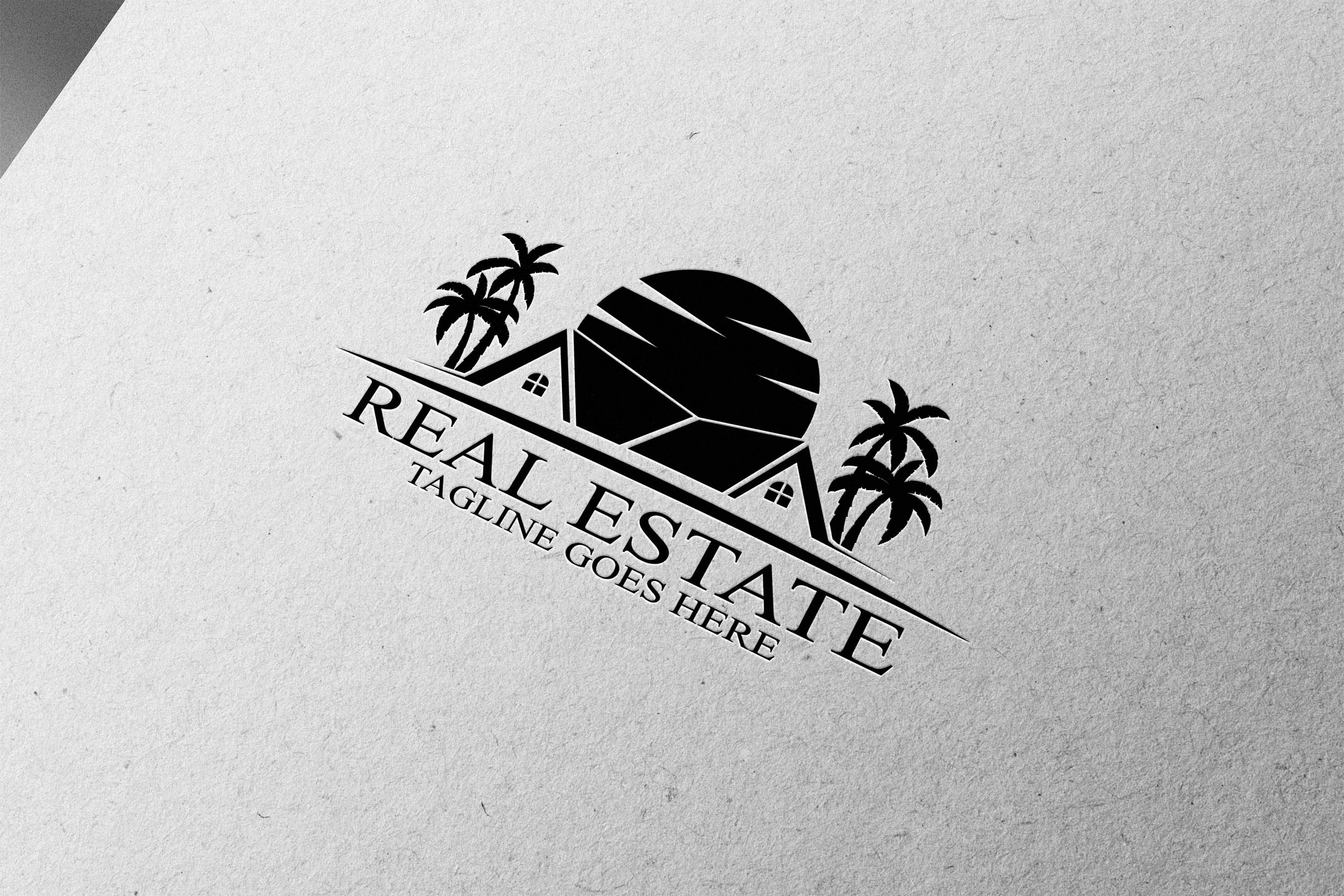 Real Estate Logo Black Design Template preview image.