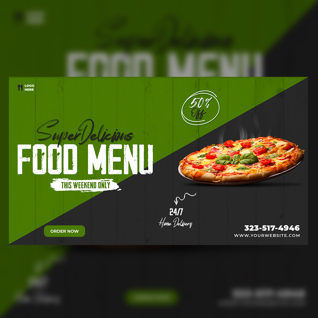 Fast Food Social Media Post And Banner Design Template preview image.
