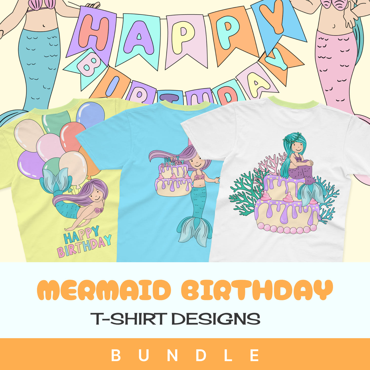 mermaid birthday svg t-shirt design.