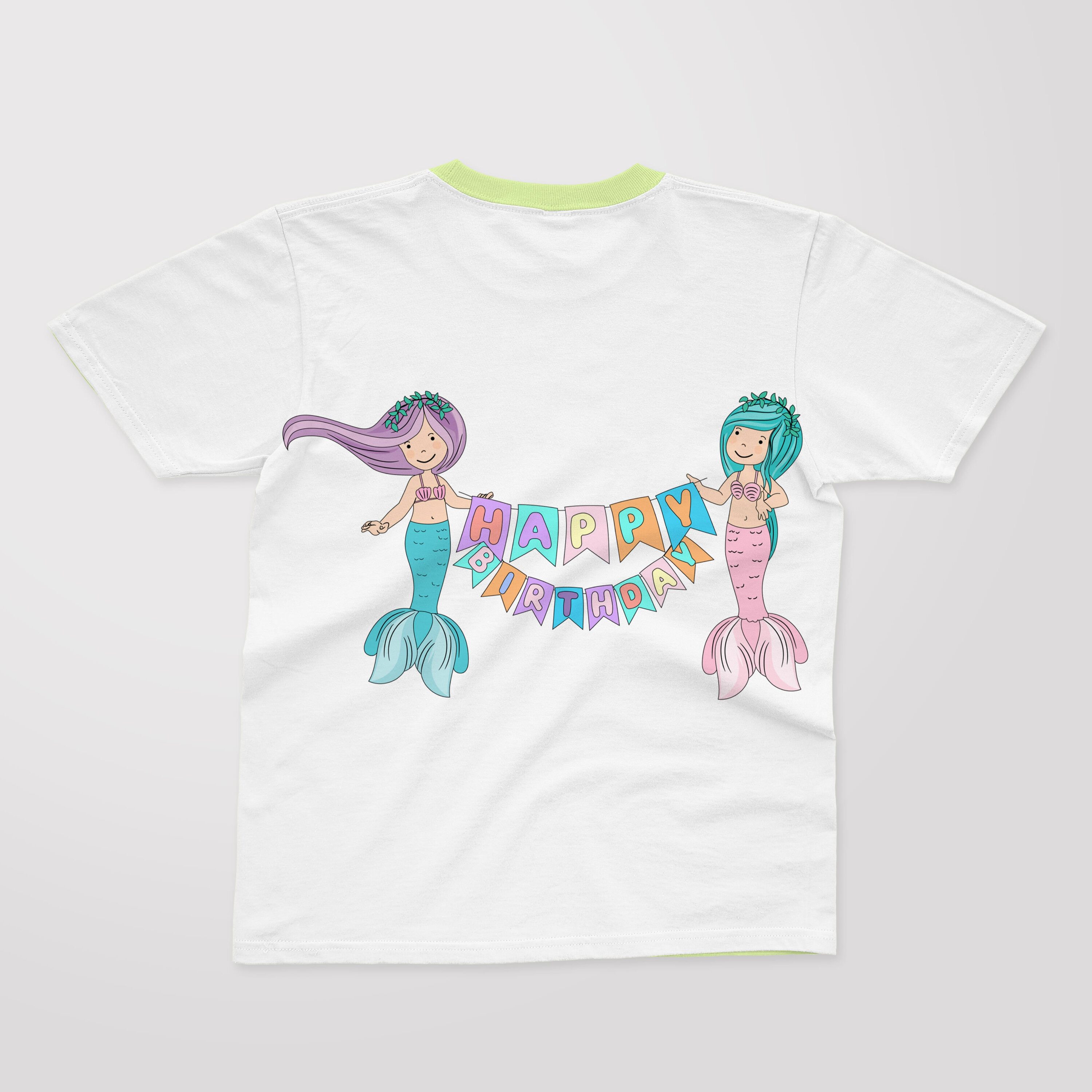 Two happy mermaids are celebrating their birthday.