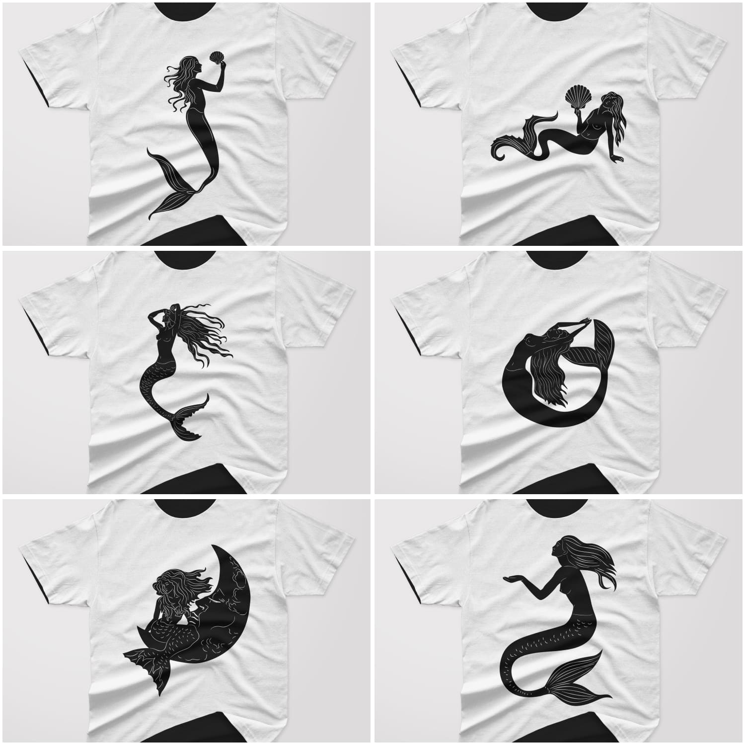 mermaid silhouette svg t-shirt design cover.