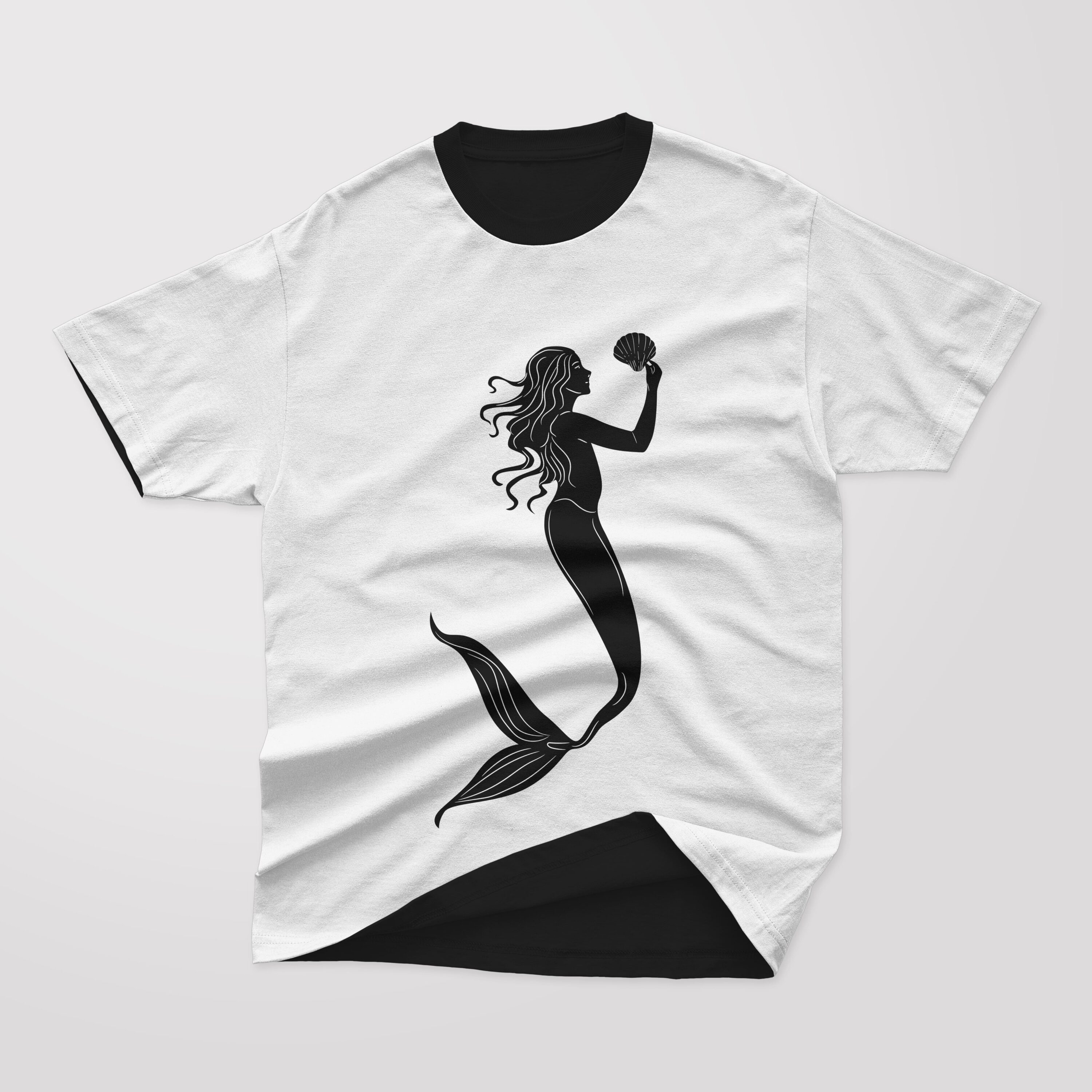 BW t-shirt with the silhouette mermaid.