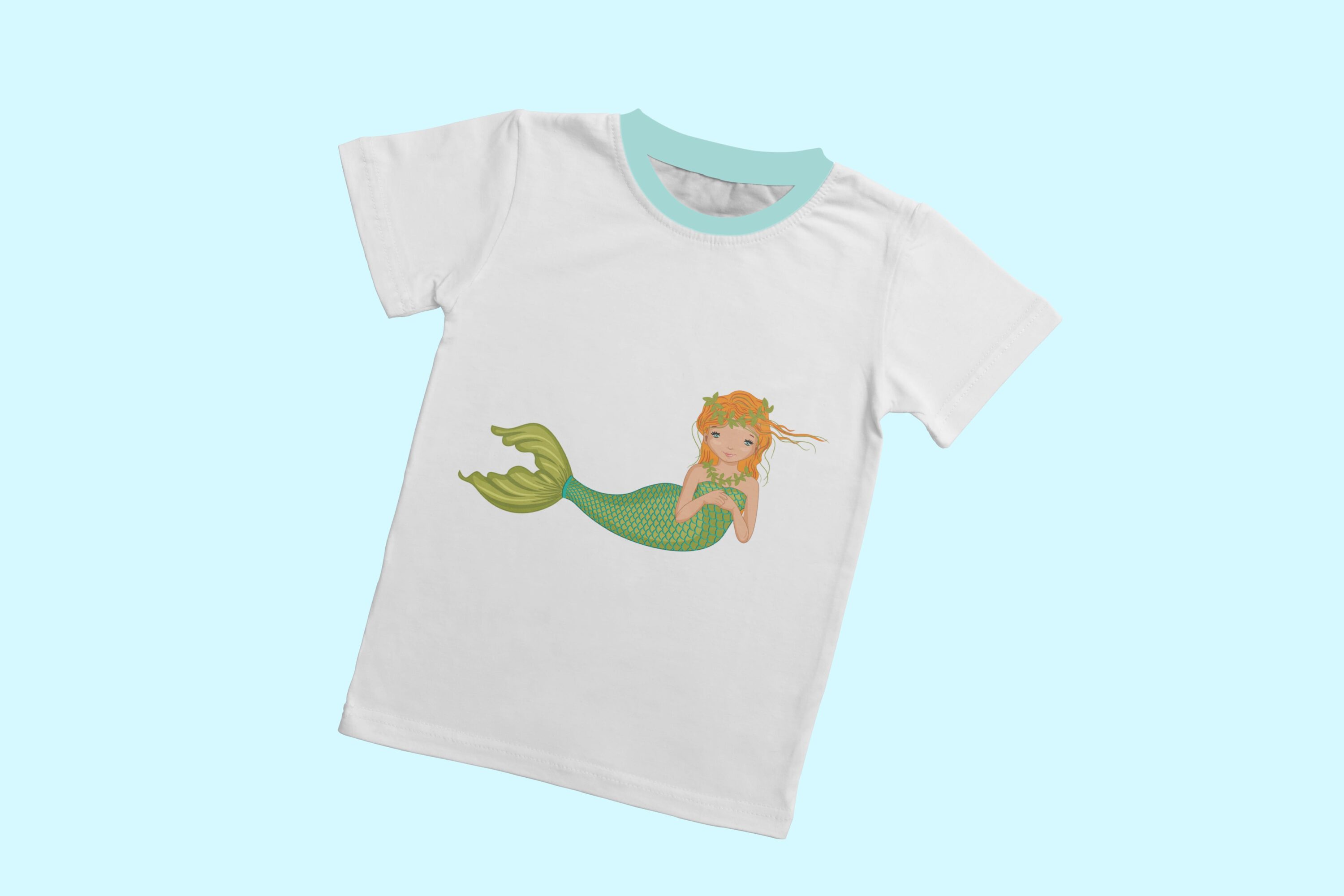 White t-shirt with the calm mermaid.
