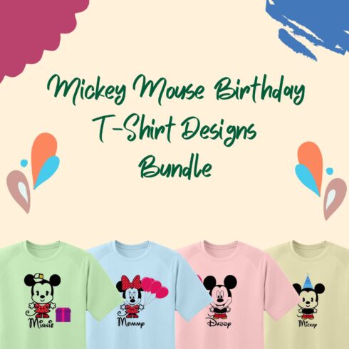 Mickey Mouse Birthday SVG T-shirt Designs Bundle.