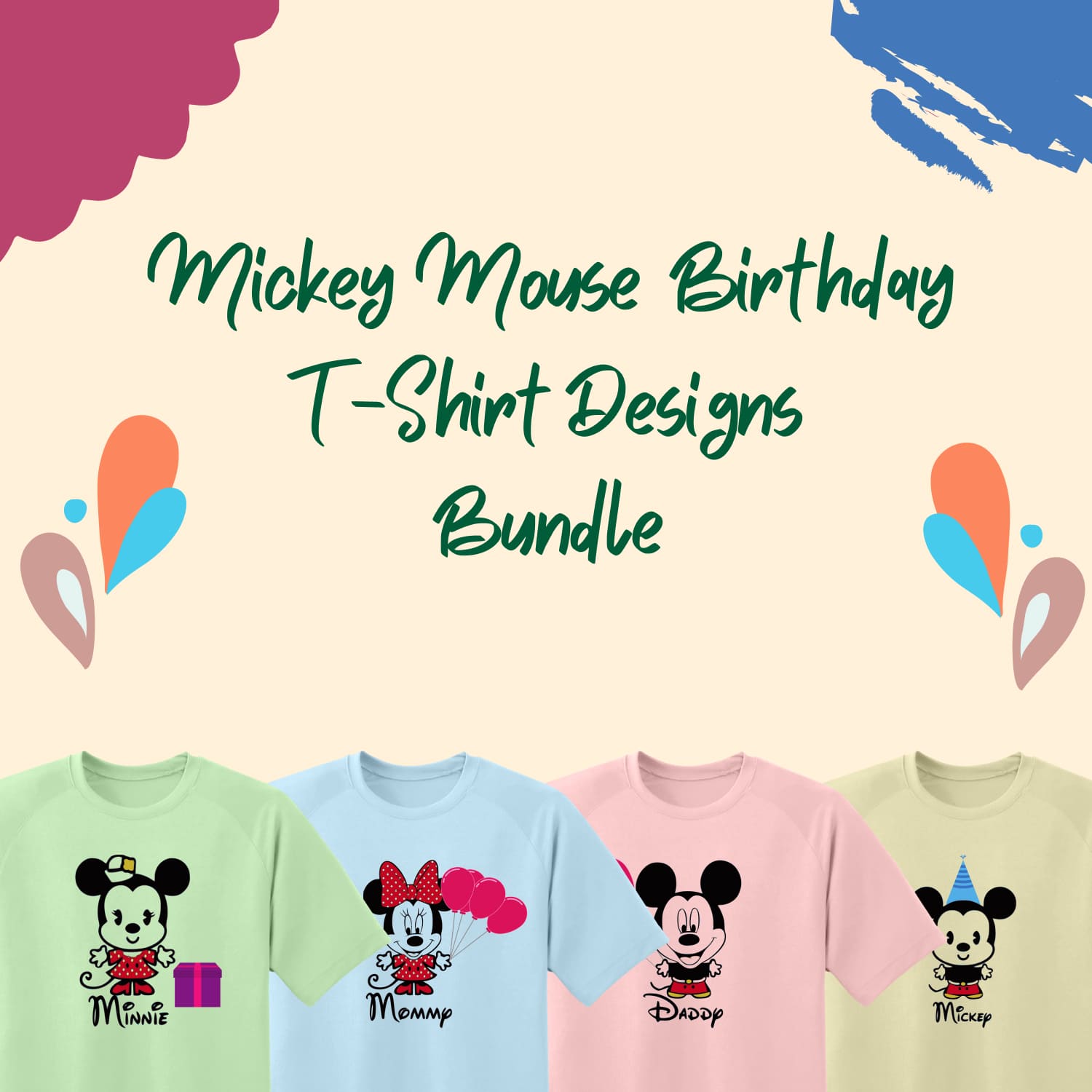 Mickey Mouse Birthday T Shirt Designs Bundle 01 290 