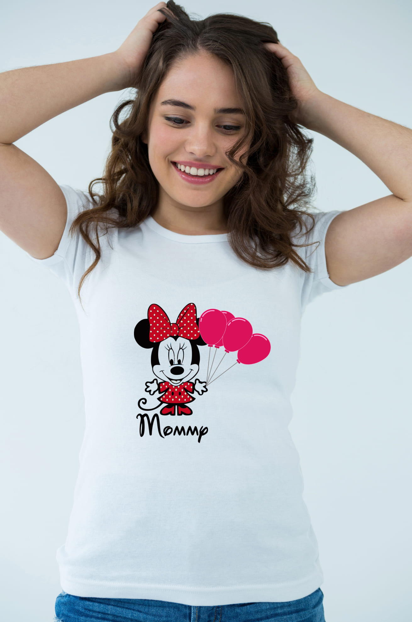 Women white t-shirt with the mickey mouse heart.