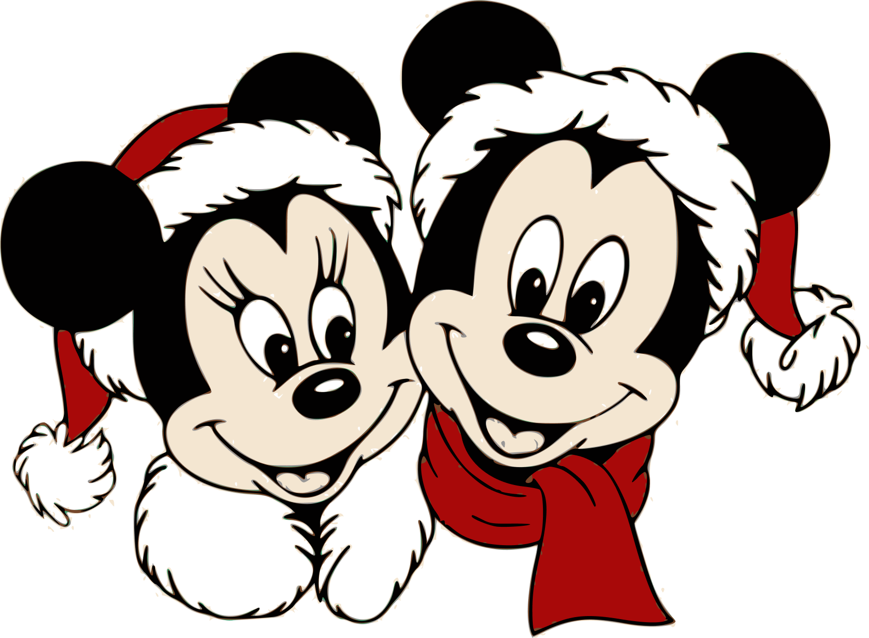 Cute picture christmas of mickey mouse and minnie mouse.