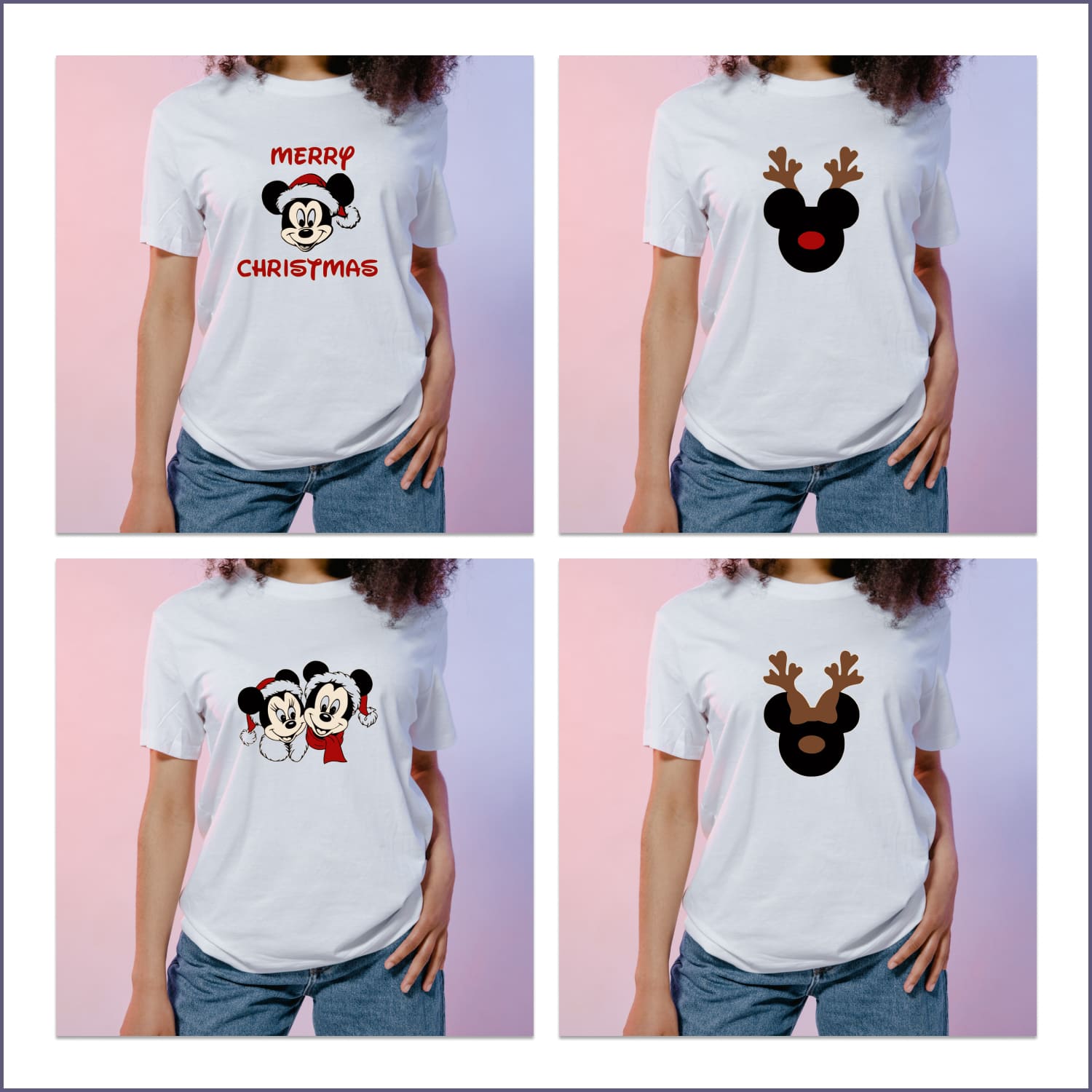 Mickey Mouse Christmas SVG T-shirt Designs Bundle cover.