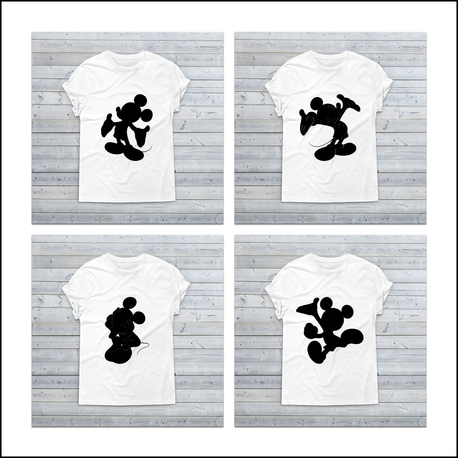 Mickey Mouse Silhouette SVG T-shirt Designs Bundle cover.