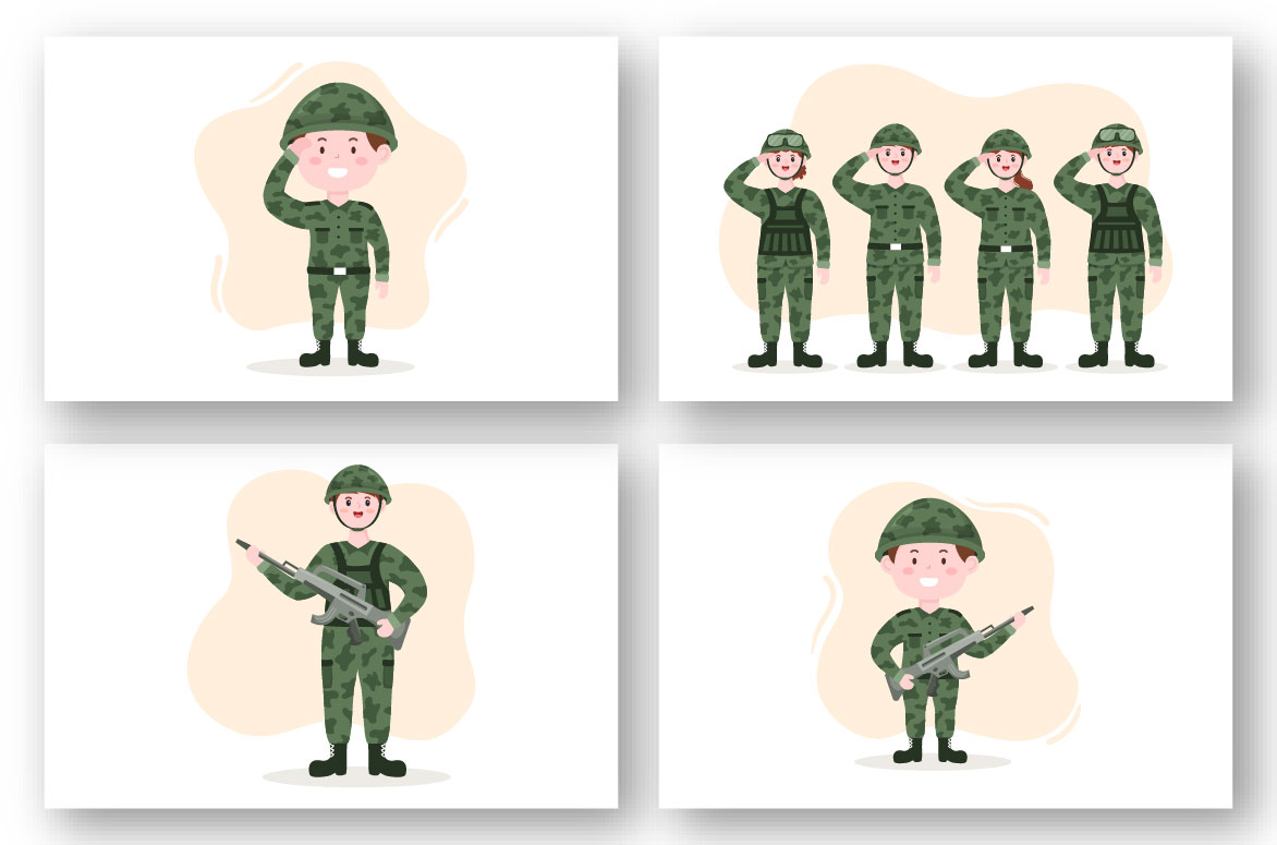 10 Military Army Force Illustration set.