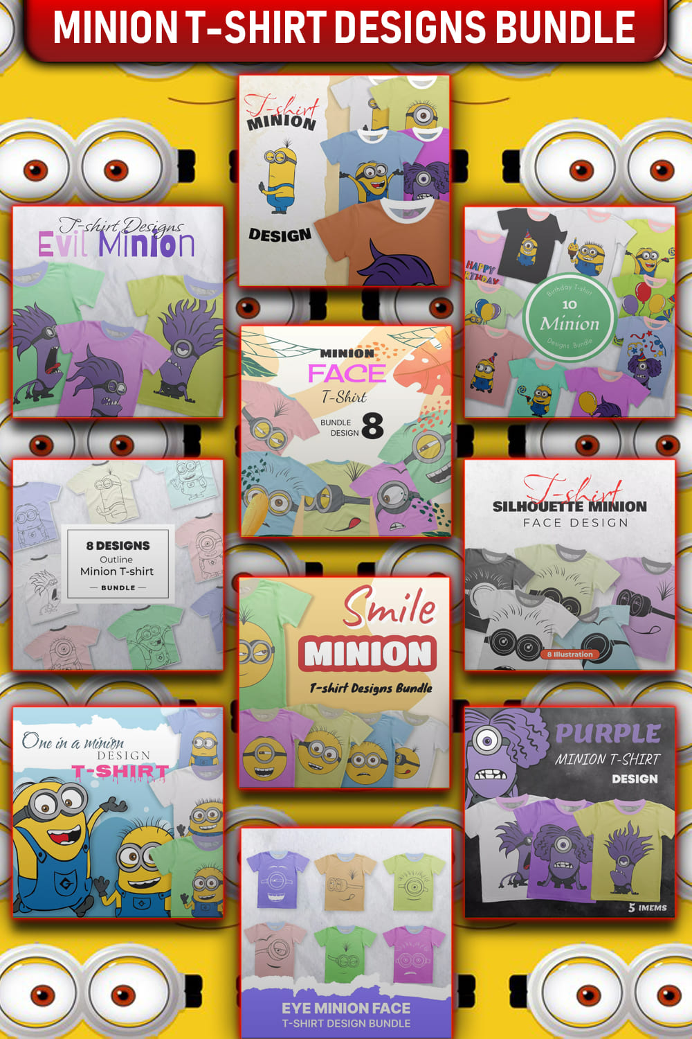Bundle with enchanting images of covers with minions.