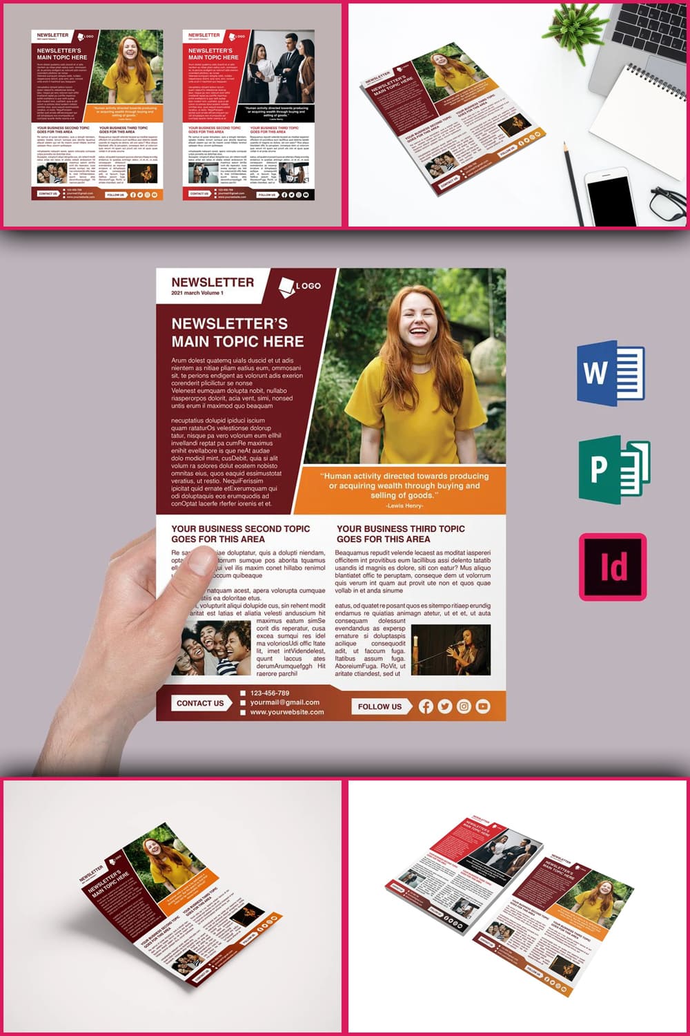 A selection of beautiful images of the newsletter template.