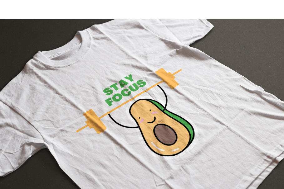 Fitness Avocado T-Shirt Designs preview image.