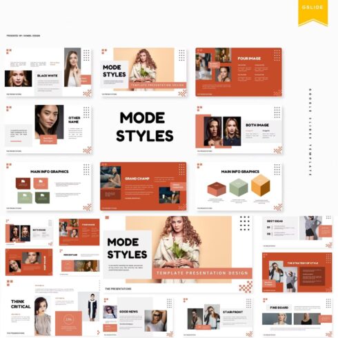 A pack of adorable presentation slides on the theme of mode styles.