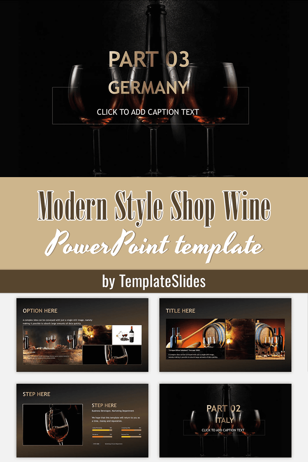 Modern Style Shop Wine PowerPoint Template - Pinterest.