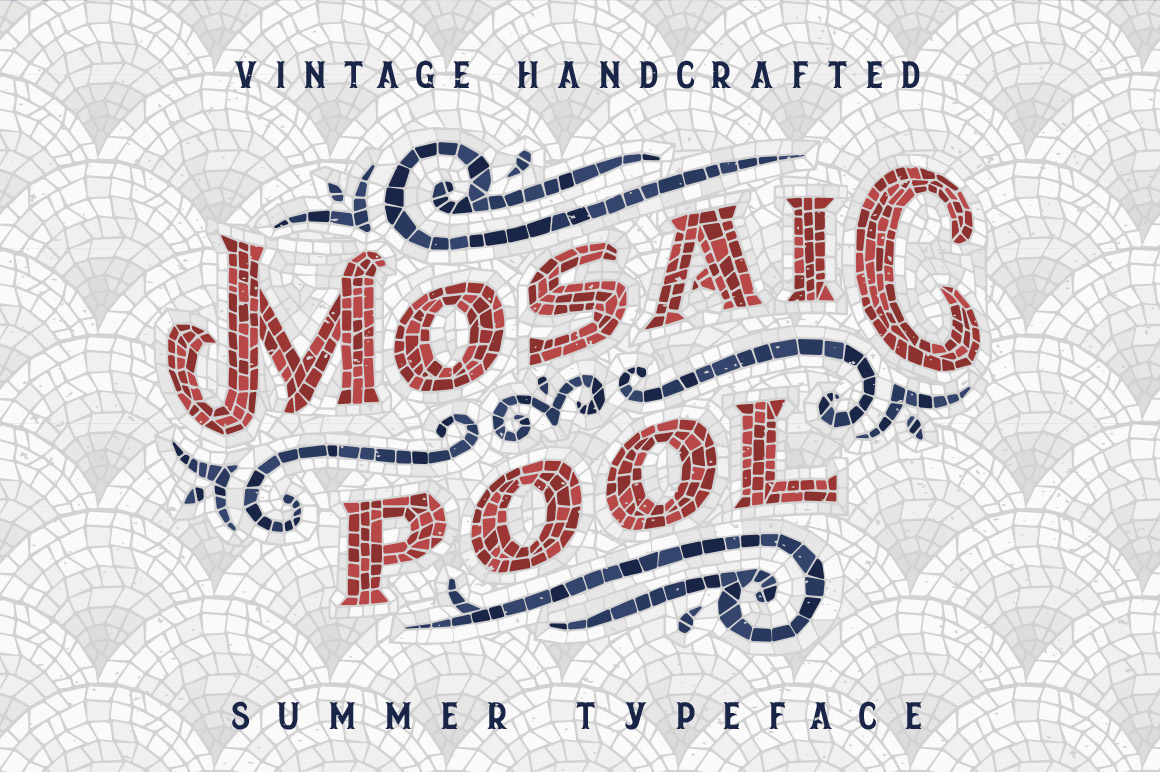 Mosaic Pool Typeface Facebook Collage image.