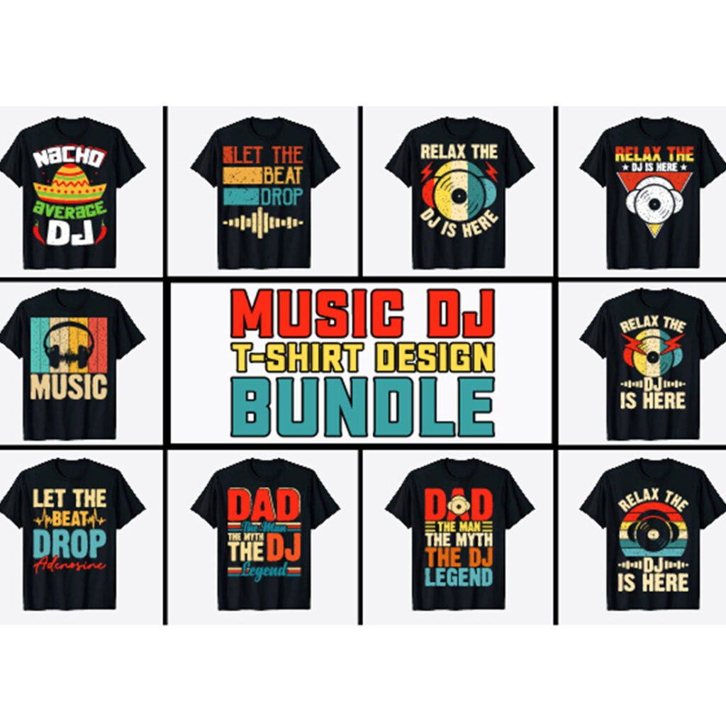 10 DJ Music Lover Vintage TShirt Design Bundle MasterBundles
