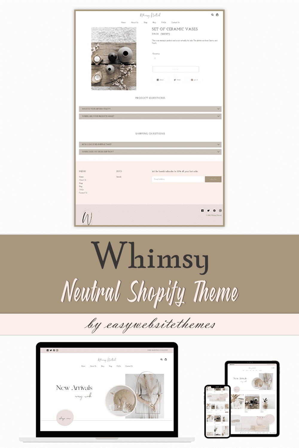 Neutral Shopify Theme | Whimsy - pinterest image preview.