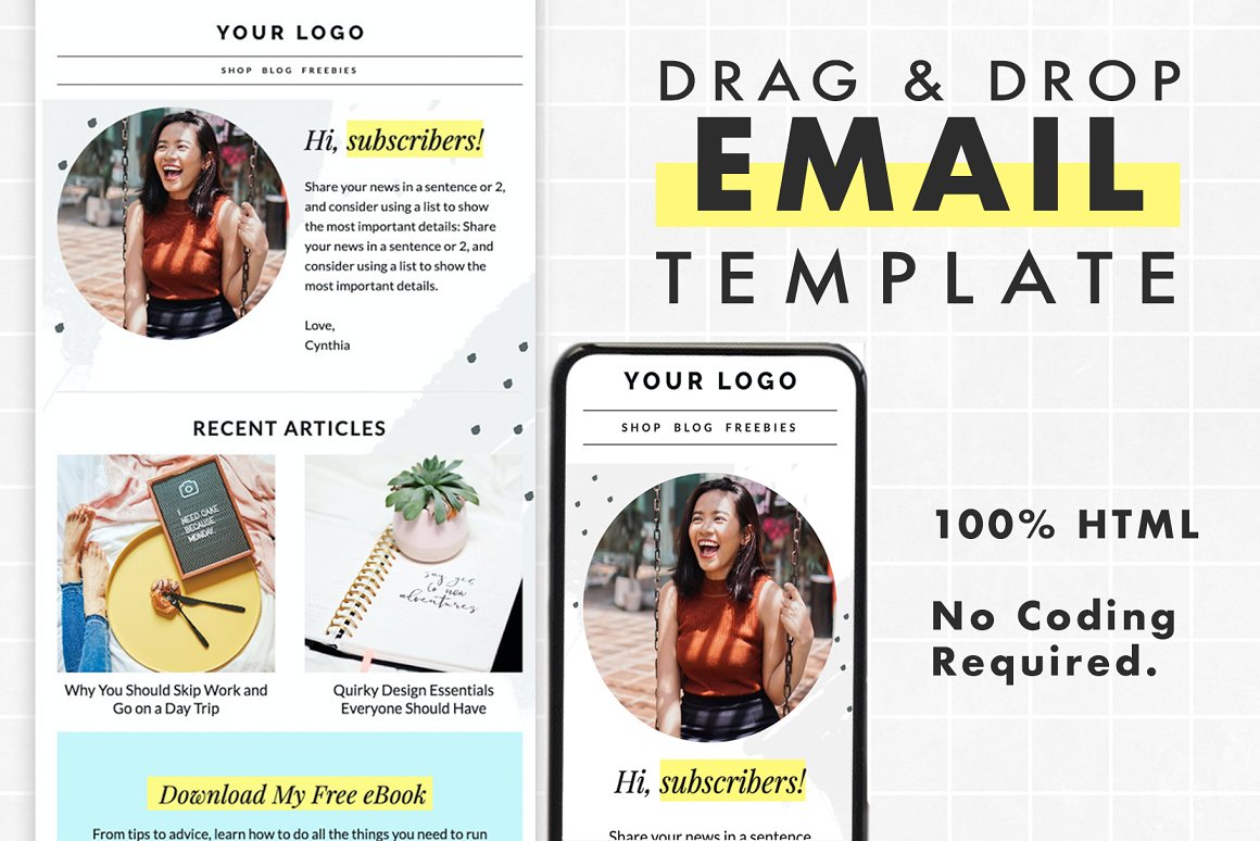 Pack of images of enchanting email design template.