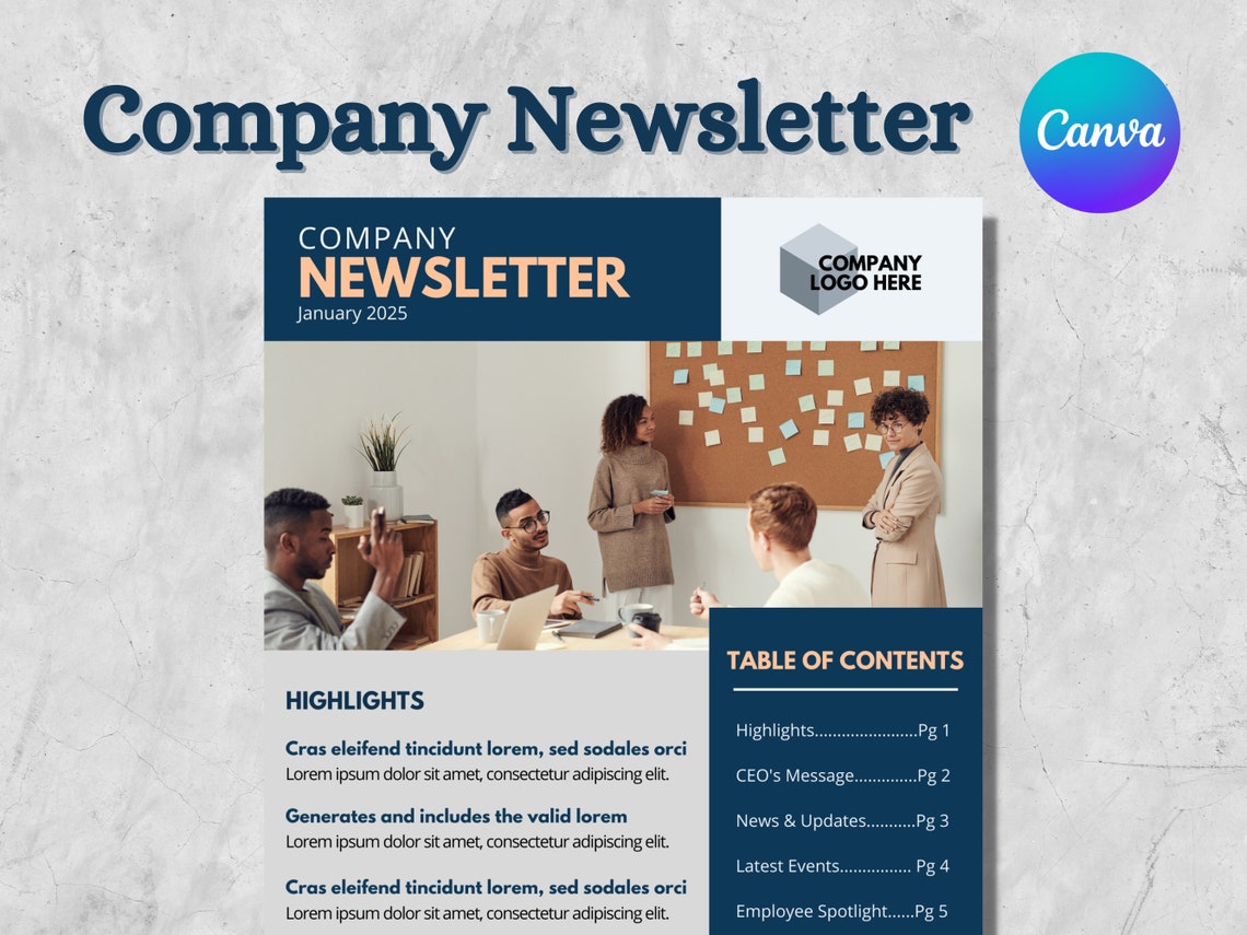 Image of an elegant email design template for company newsletters.