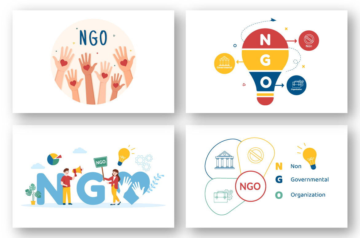 11 NGO or Non-Governmental Organization Illustration collection.