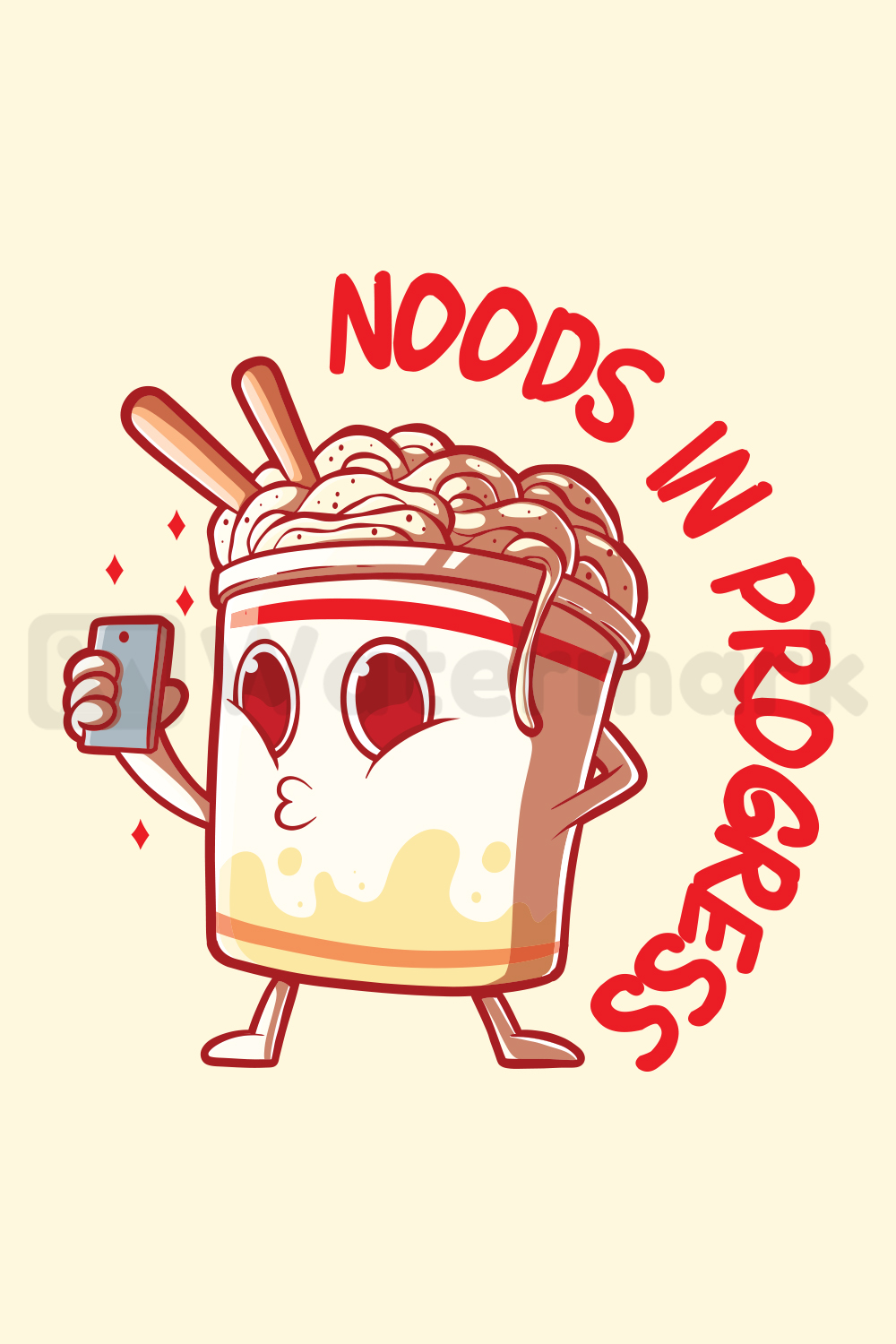Noods in Progress Food Illustration Design pinterest image.