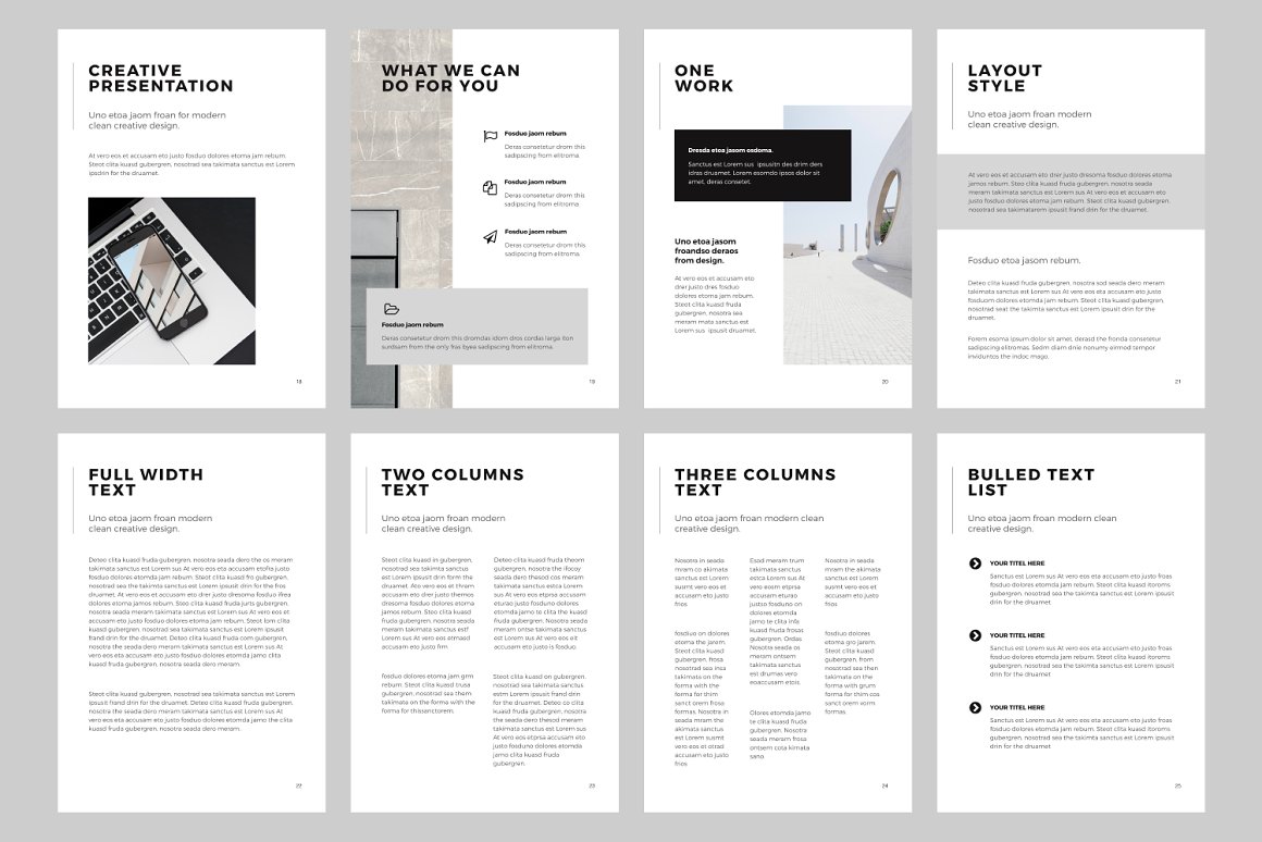 Collection of elegant A4 slide presentation template for print.