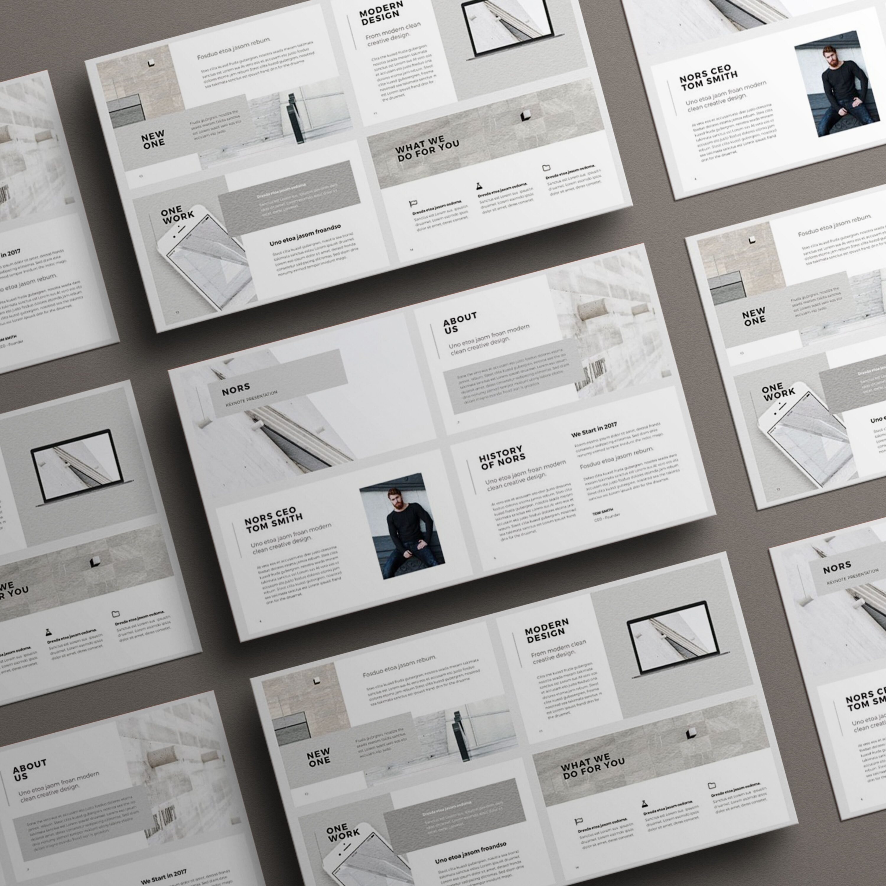 Set of gorgeous presentation template slide images.