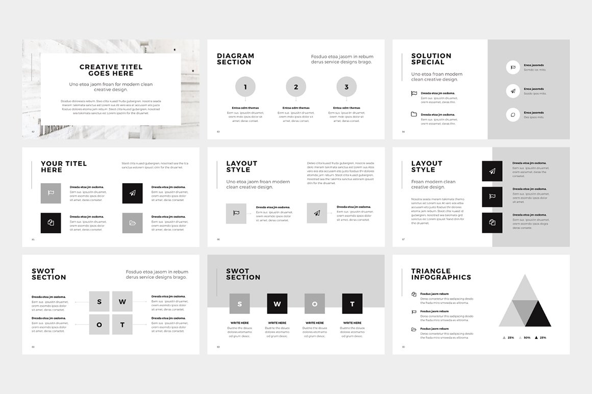 Pack of adorable slide presentation template.