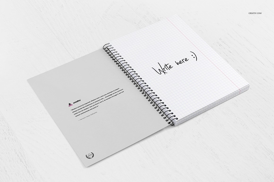 Image of a notebook in an expanded view with a wonderful design.